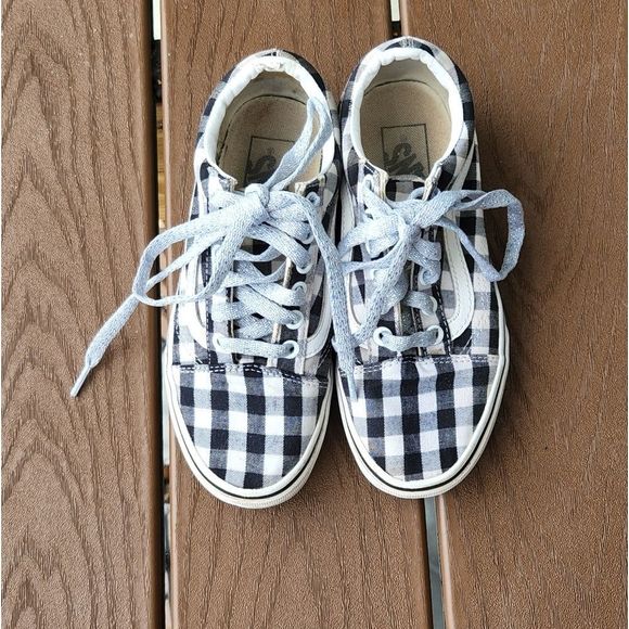 Vans Old Skool black Gingham sneakers size 5, used - Picture 3 of 9
